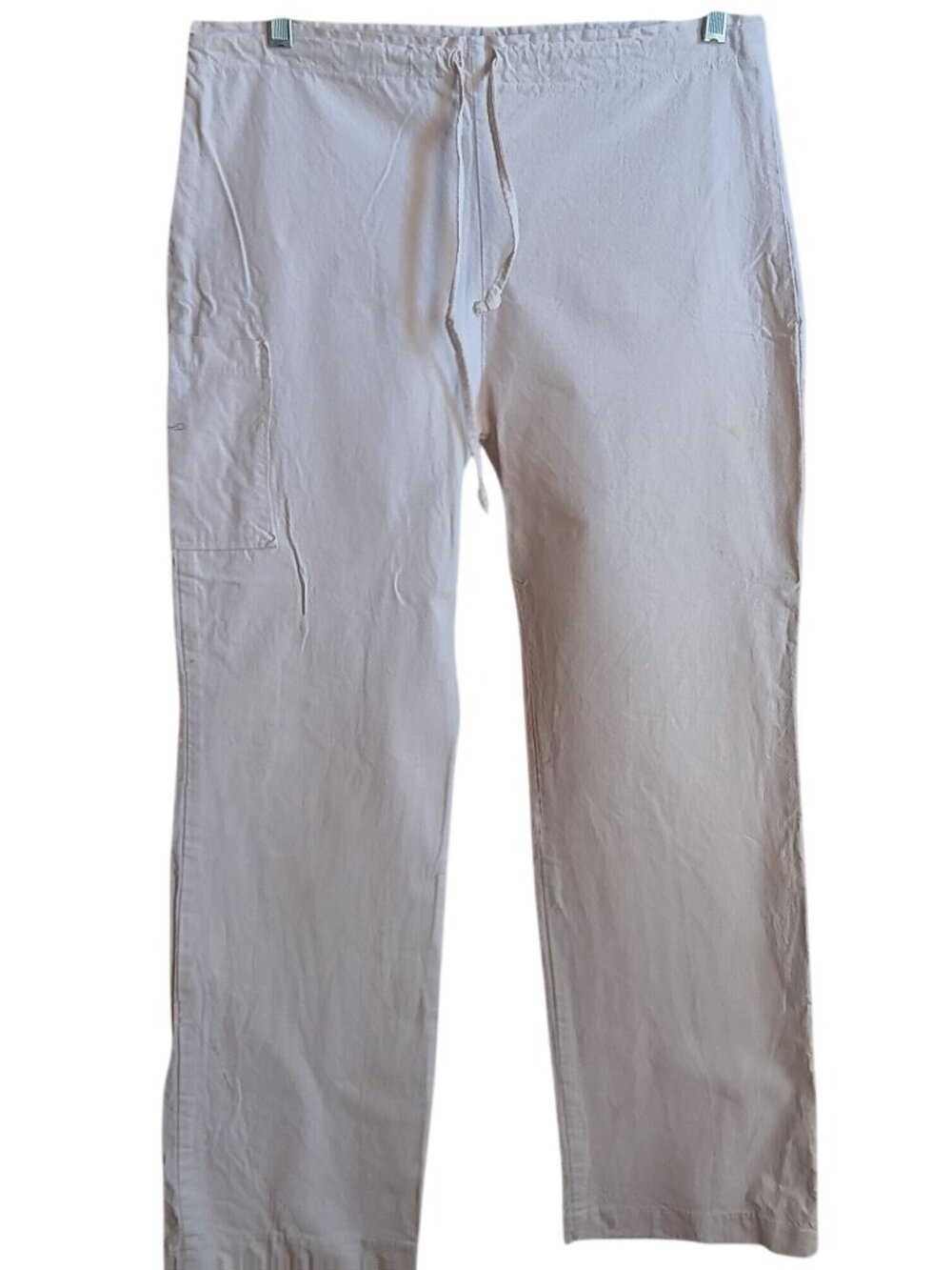 32x31 True Vintage Pants White Canvas Cotton Drawstring Relaxed Fit Boho 1970's